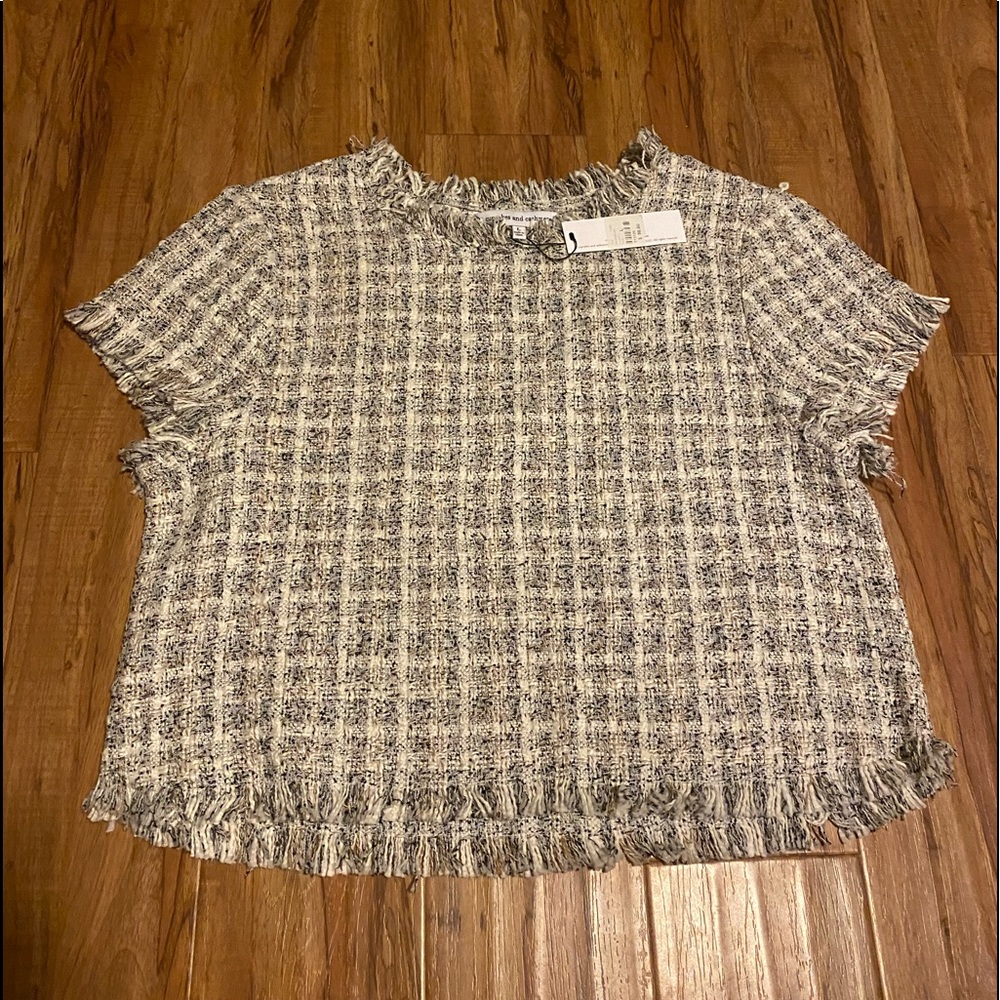 Twill boxy short sleeve top